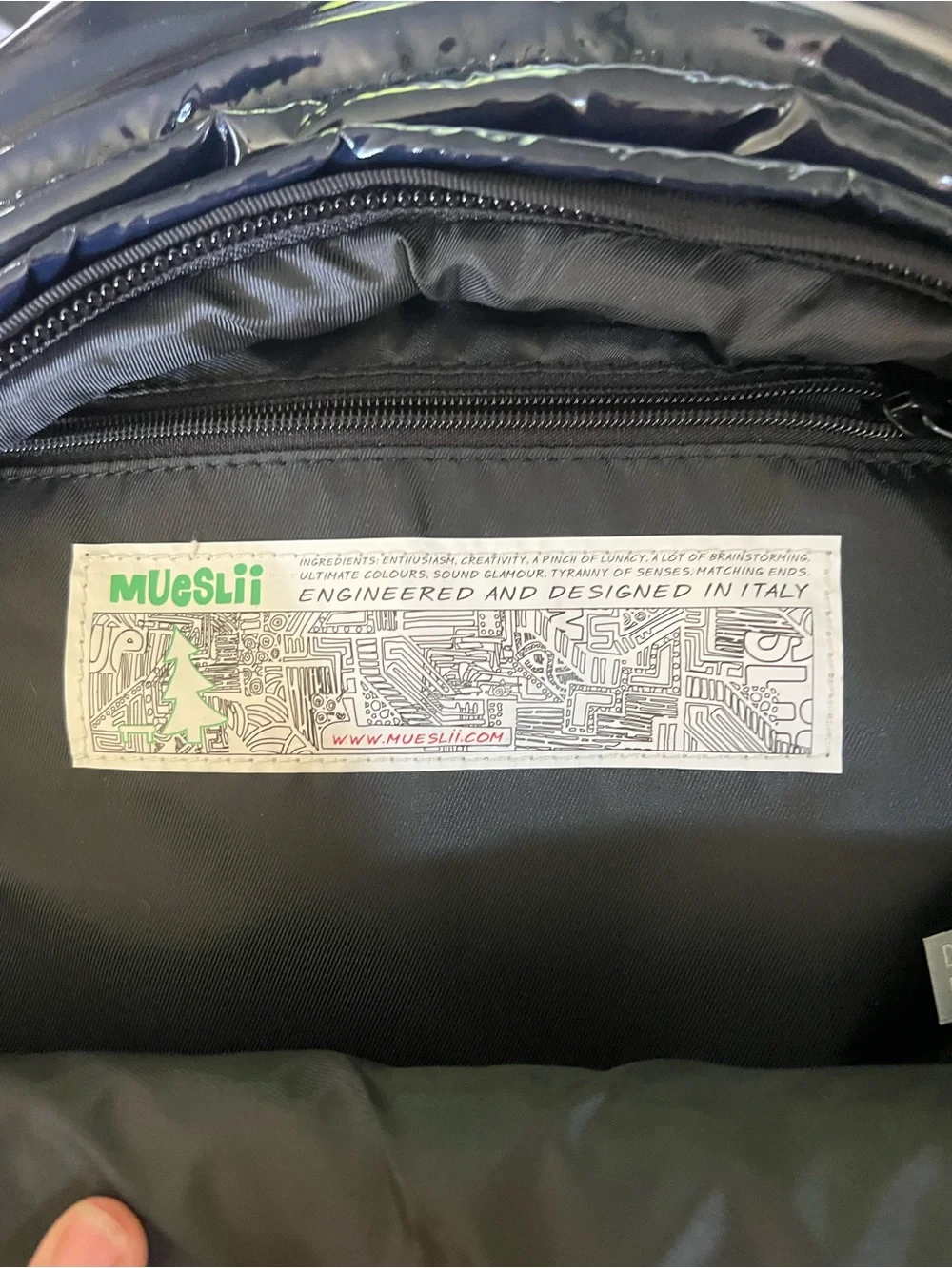 Mueslii Shiny Quilted Black Mini Backpack for Men